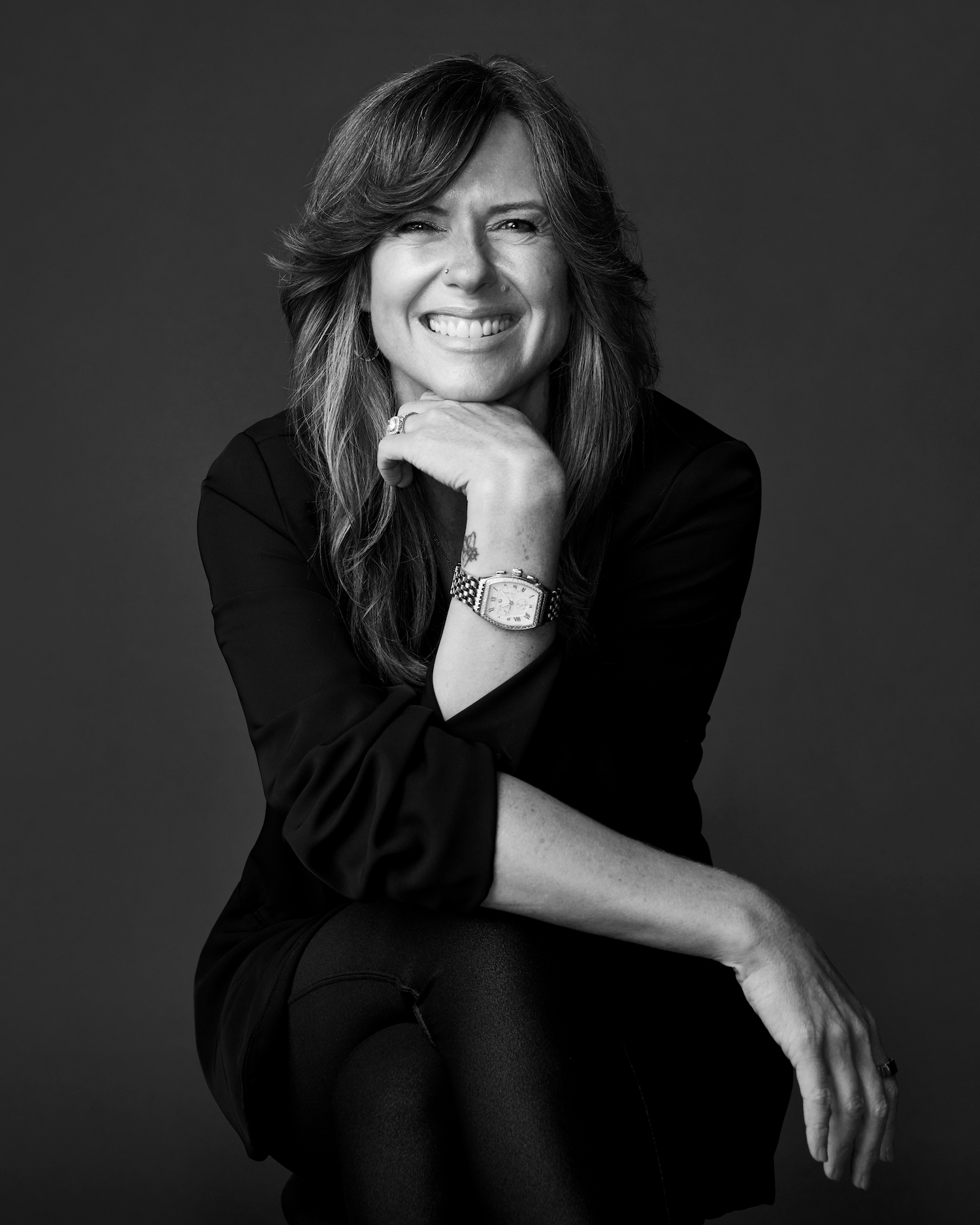 Christin Mack, black-and-white portrait